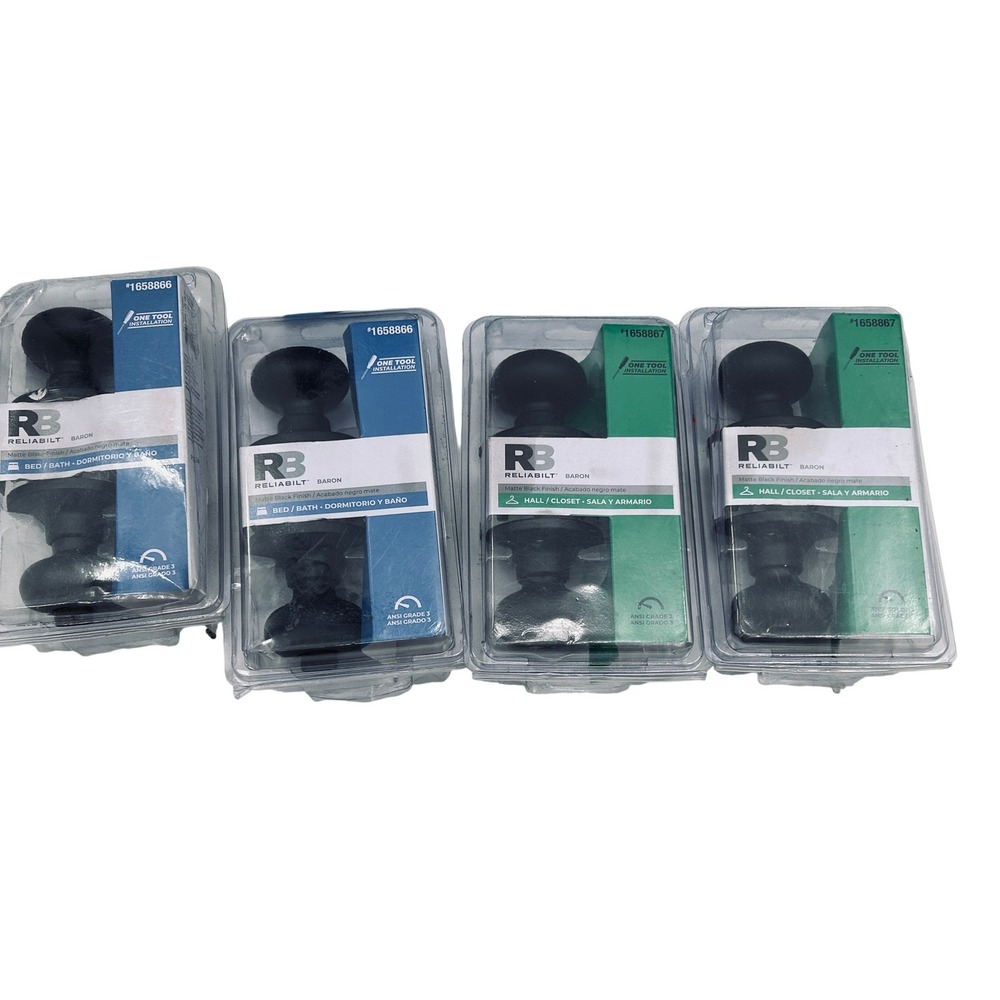Schlage Latitude Lever & Reliabilt Baron Knob 6pk Matte Black Door Hardware Set - Picture 12 of 13